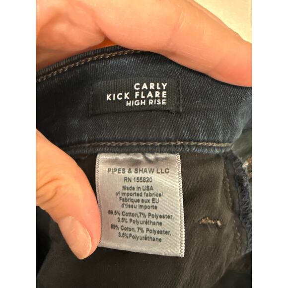 Veronica Beard Carly Kick Flare High Rise Dark Ink Wash Jeans Size 28 - Picture 7 of 7